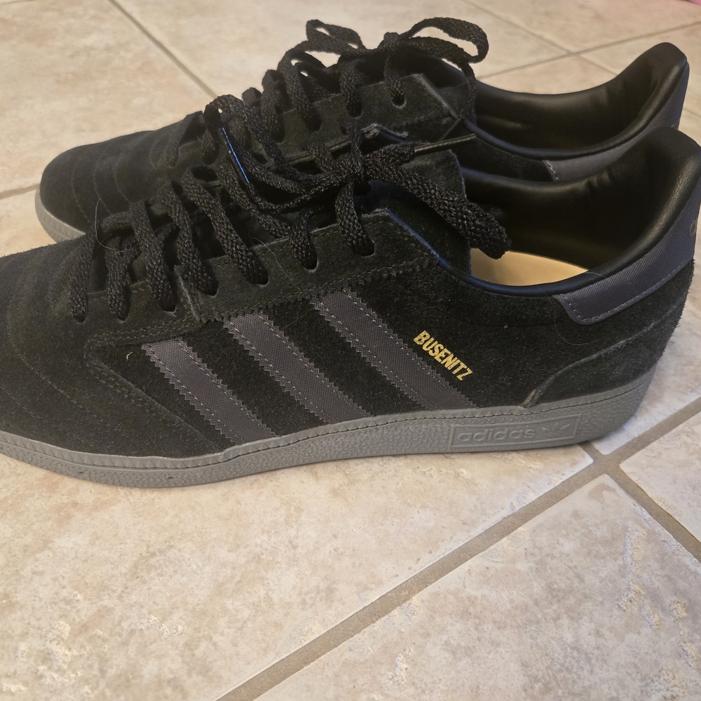 adidas Busenitz Black Suede Skate Sneakers with Gray Sole